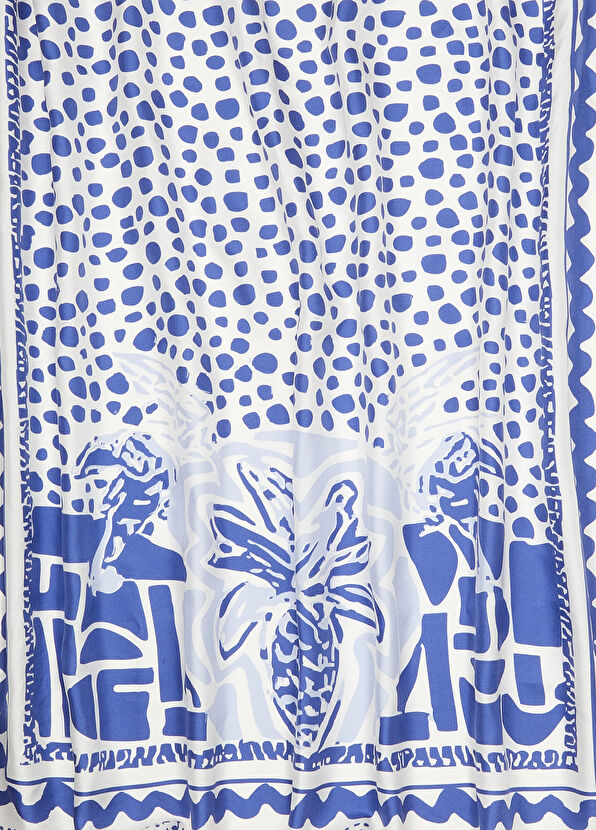 Beymen Club Mavi Ananas Desenli İpek Eşarp - 2