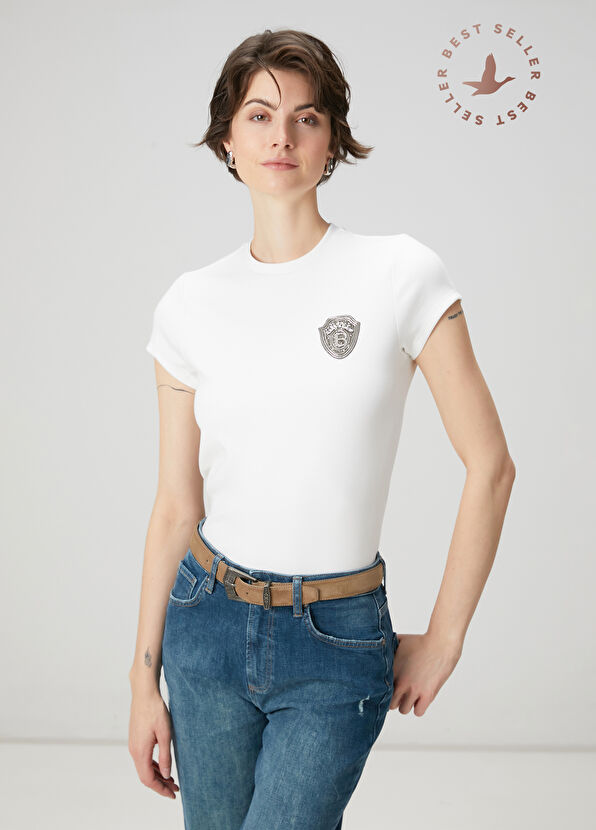 Beymen Club Kırık Beyaz Taşlı T-shirt - 1