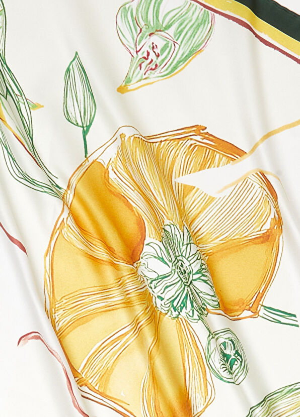 Beymen Club Turuncu Çiçekli Eşarp - 2