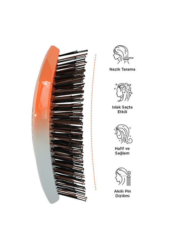 FENDA Profesyonel Supernova Coral 4 Pinli Oval Turuncu Saç Fırçası - 2