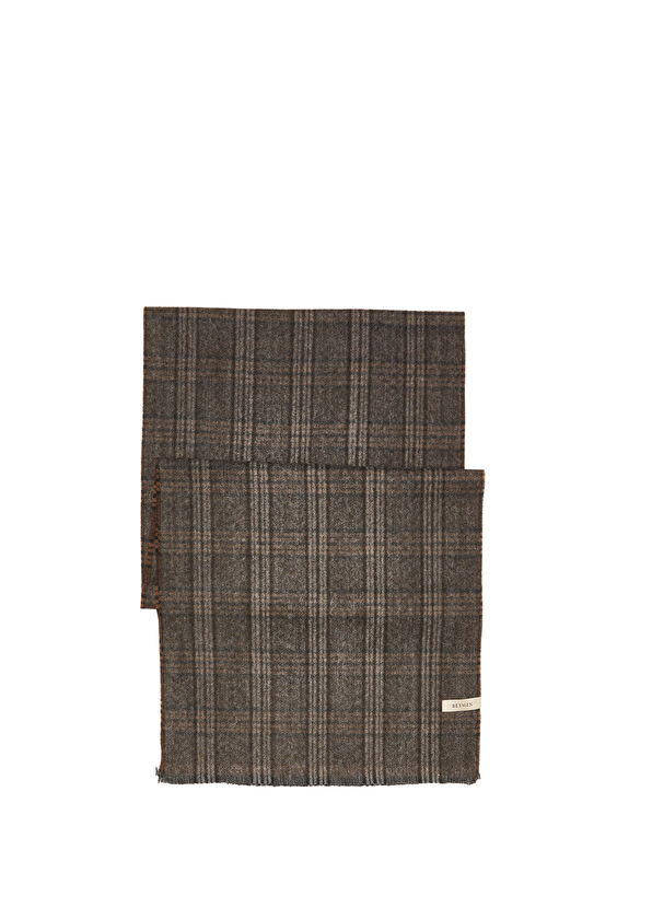 Beymen Hediye Kahverengi Ekose Desenli Erkek Atkı - 1