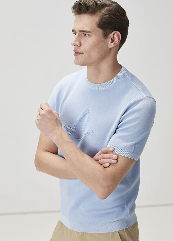 Beymen Club Mavi Logo Jakarlı Kısa Kollu Kazak - 2