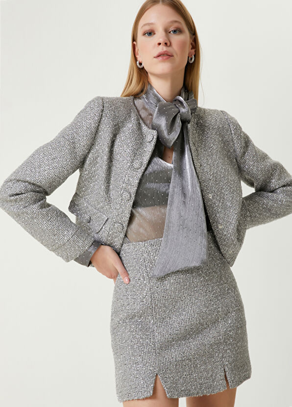 Beymen Club Silver Swarovski Blouse - 4