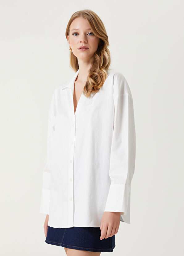 Beymen Club White Logo Basic Shirt - 1