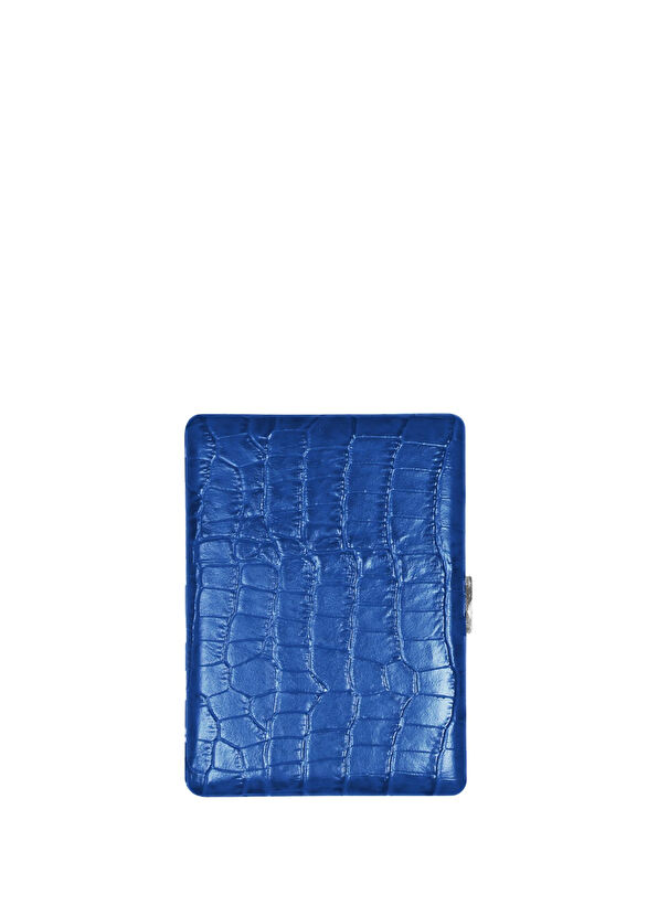 Pearl Japan Cosmos Croco Blue Leather 9-Pack Long Cigarette Case - 1