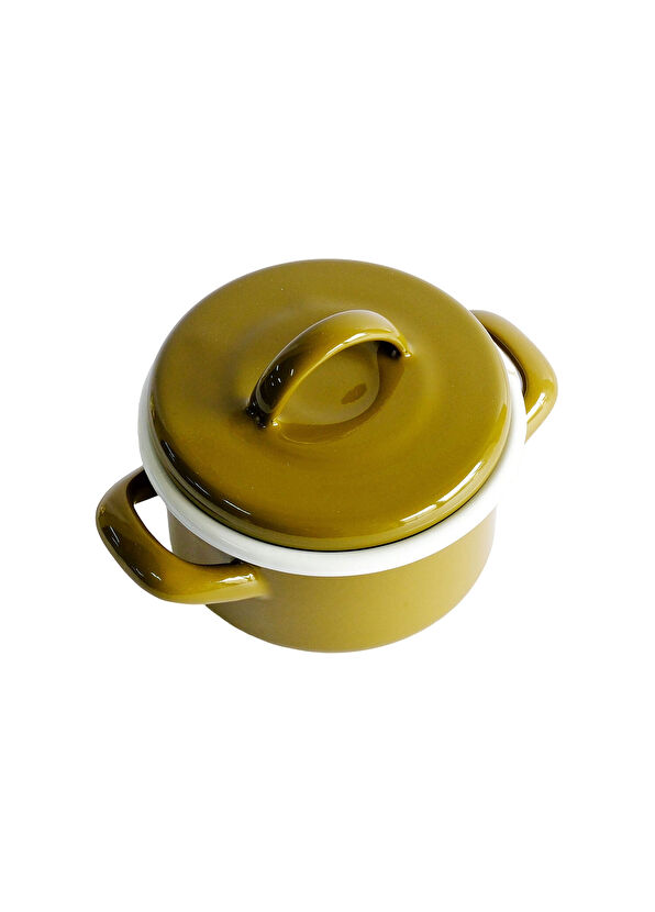 Elifle Emaye Haki Emaye Mini Tencere 12 cm - 2