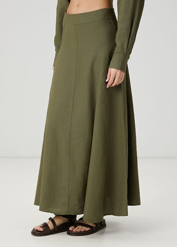 Beymen Club Haki Maksi Keten Etek - 2