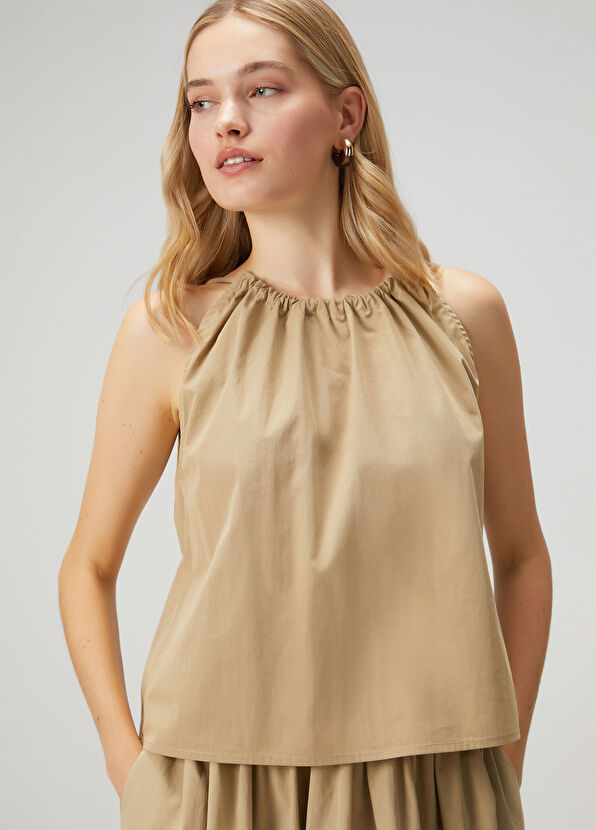 Beymen Club Bej Büzgülü Crop Bluz - 2