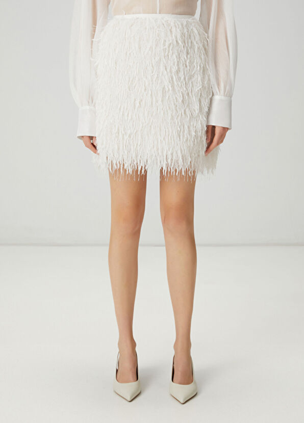 Beymen Club Ekru Saçaklı Abiye Etek - 3