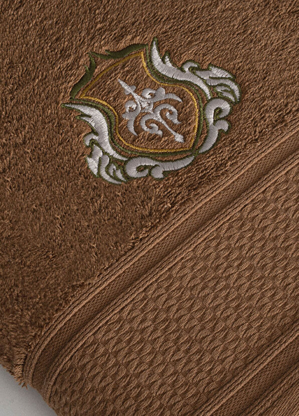 Ecocotton Farah Embroidered Brown Organic Cotton Men's Bath Towel 80 x 150 cm - 2