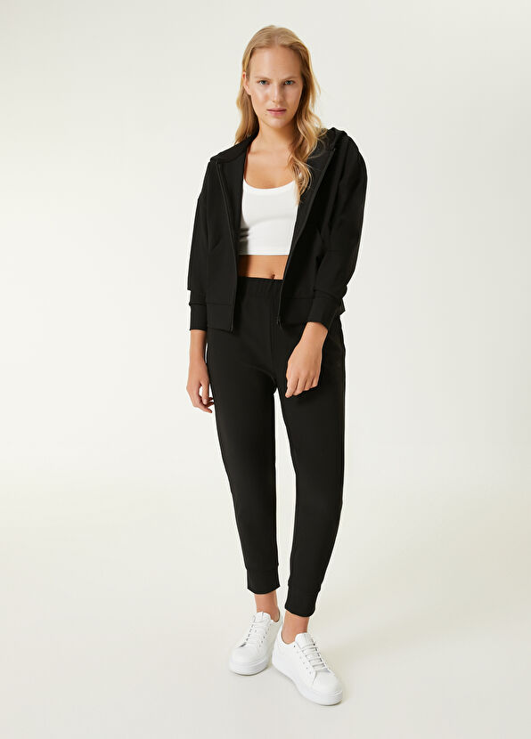 Beymen Club Siyah Kapüşonlu Ottoman Dokulu Sweatshirt - 3