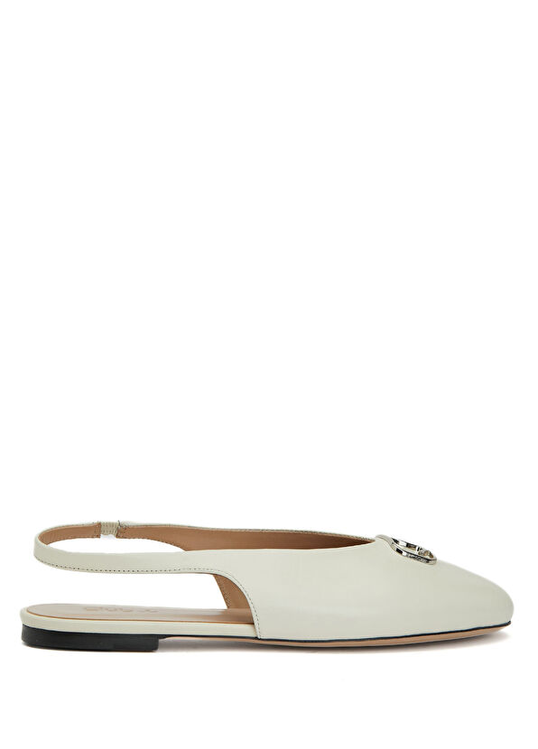 Beymen Club Ekru Kaz Logo Deri Babet - 1