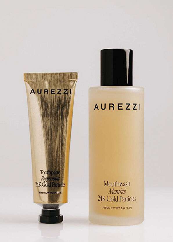 Aurezzi Travel Duo Gold Ağız Bakım Suyu 80 ml + Menthol Gold Diş Macunu 25 ml 2'li Seyahat Boy Ağız Bakım Seti - 3