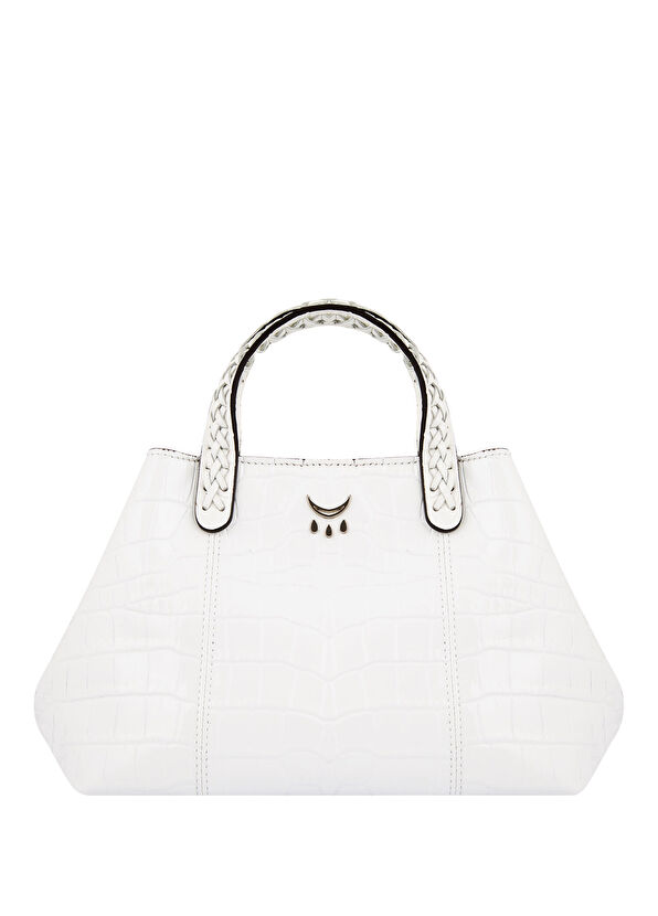 Qimu Hemithea Croco White Leather Women's Mini Handbag - 2