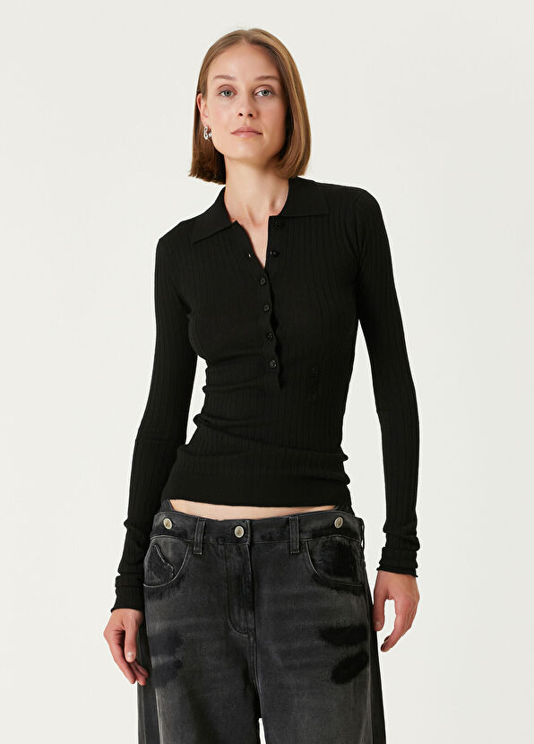 The Attico Siyah Kaşmir Polo Triko - 1