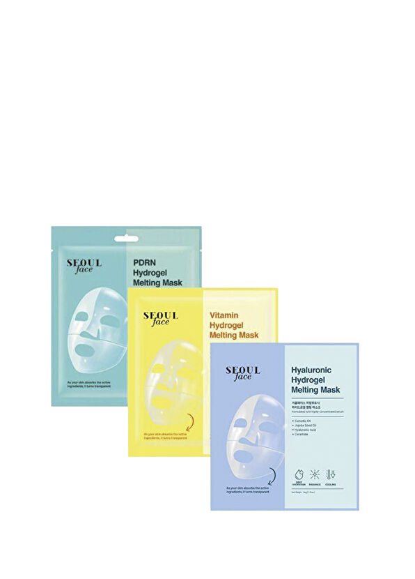 Dermal PDRN Vitamin ve Hyalüronik Eriyen Şeffaflaşan Nemlendirici Melting Yüz Maskesi Seti 3 x 34 gr - 1