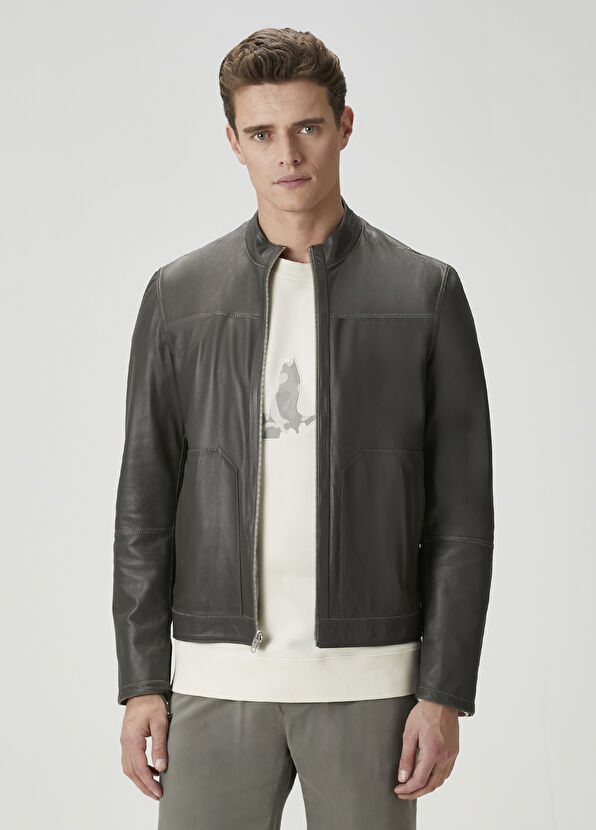 Beymen Club Gri Çift Taraflı Deri Ceket - 2