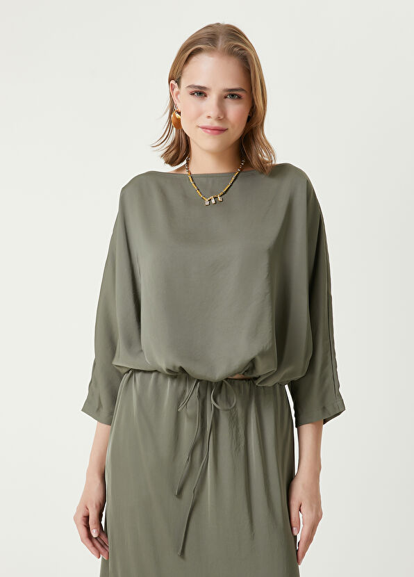 Beymen Club Khaki Crop Blouse With Laces At The Waist - 4