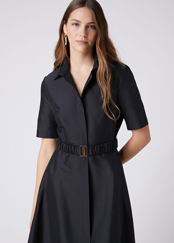 Beymen Club Siyah Midi Tafta Elbise - 3