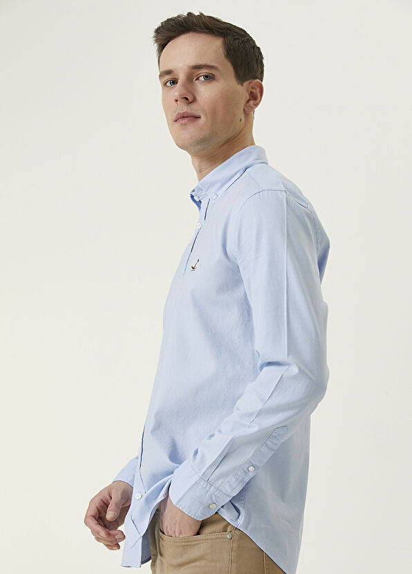 Beymen Club Slim Fit Light Blue Oxford Shirt - 2