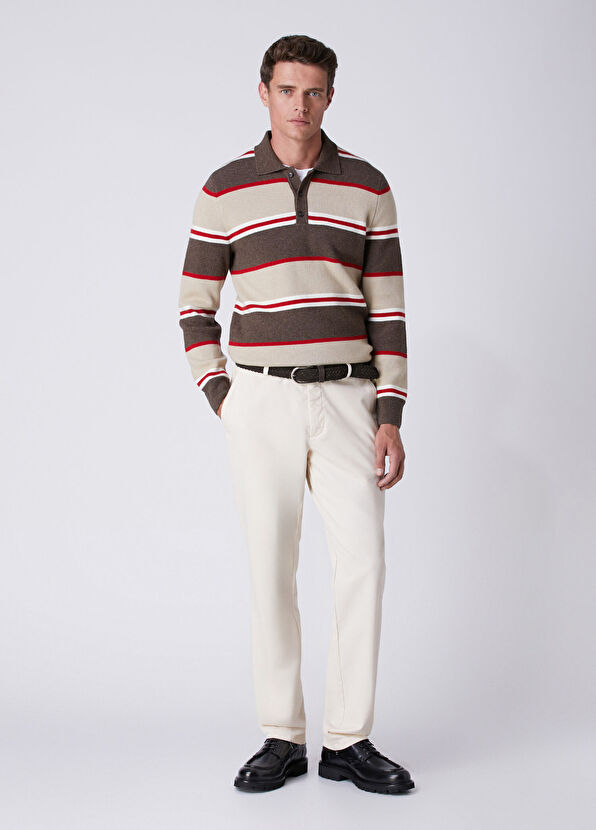 Beymen Club Mink Polo Colorblocked Wool Sweater - 3
