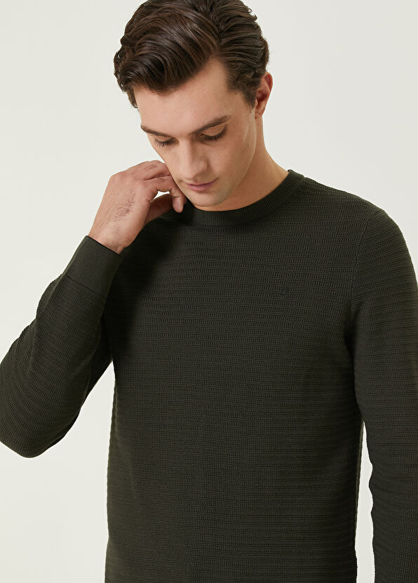 Beymen Club Haki Örgü Dokulu Logolu Kazak - 2