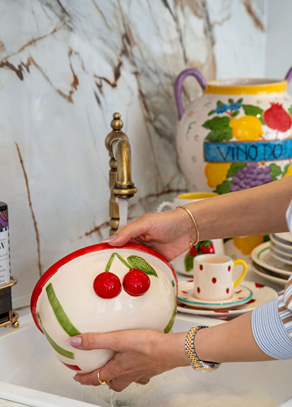 Feeling Good Inside Petite Cherry Limited Edition Kırmızı Kirazlı Seramik Dekoratif Kase - 3