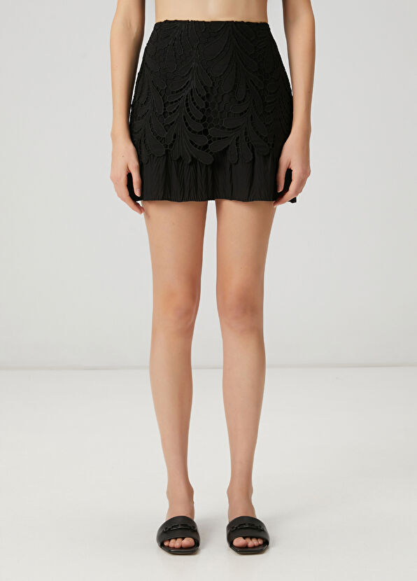 Beymen Club Black Mini Guipure Skirt - 2