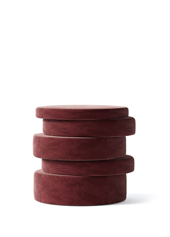 Hermhaus Ups Bordo Kadife Puf - 1