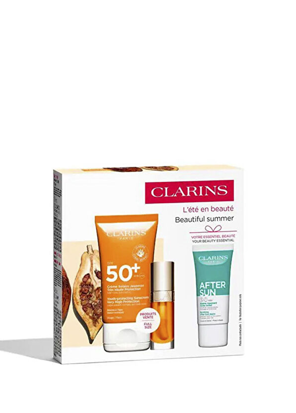 Clarins Moisturizing Sunscreen 50 ml + Lip Comfort Oil 01 + After Sun Soothing Balm 30 ml Sunscreen Set - 2