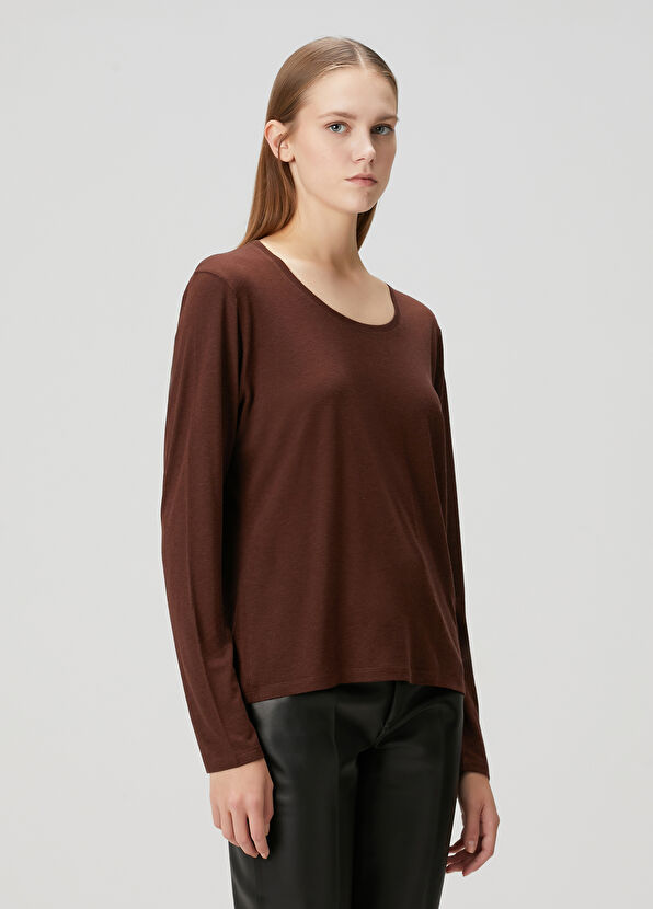 Loulou de Saison Ava Kahverengi Uzun Kollu T-shirt - 1