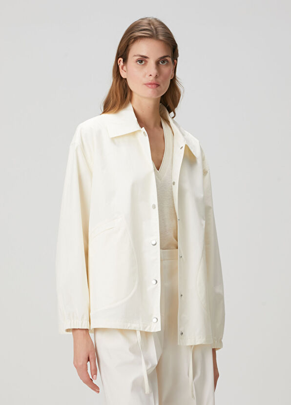 Jil Sander Krem Logo Baskılı Ceket - 1