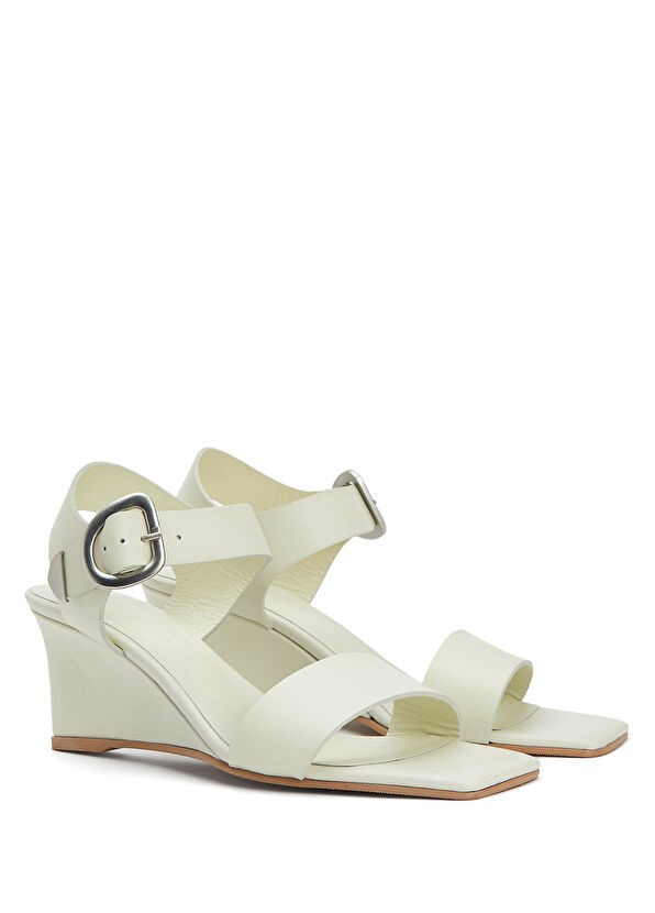Beymen Club Ecru Amorphous Buckle Women's Leather Sandals - 2