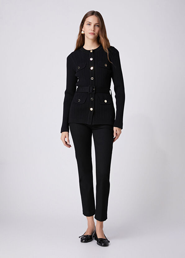 Beymen Club Black Belted Knit Jacket - 3