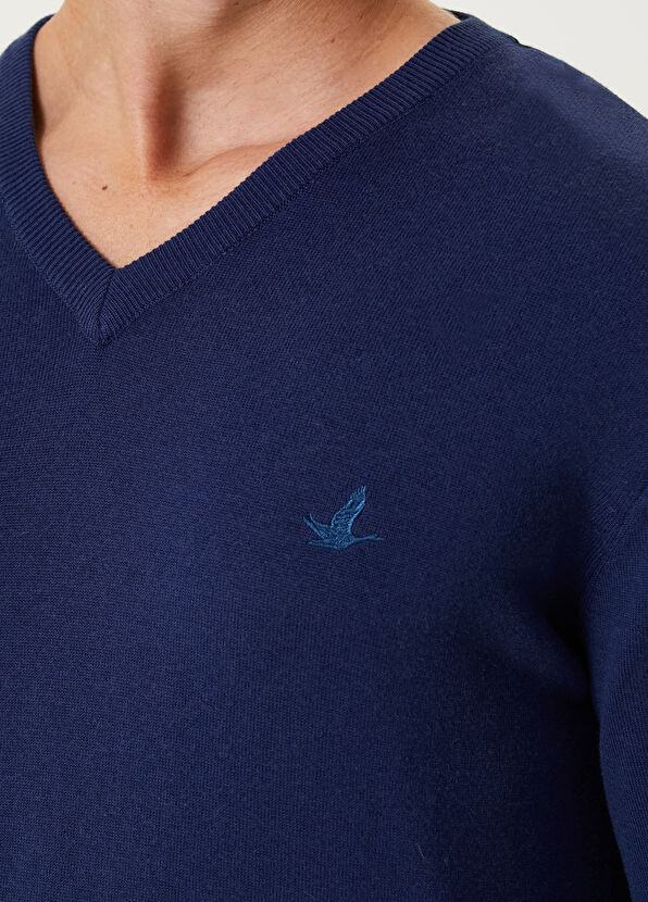 Beymen Club Dark Blue V-Neck Sweater - 4