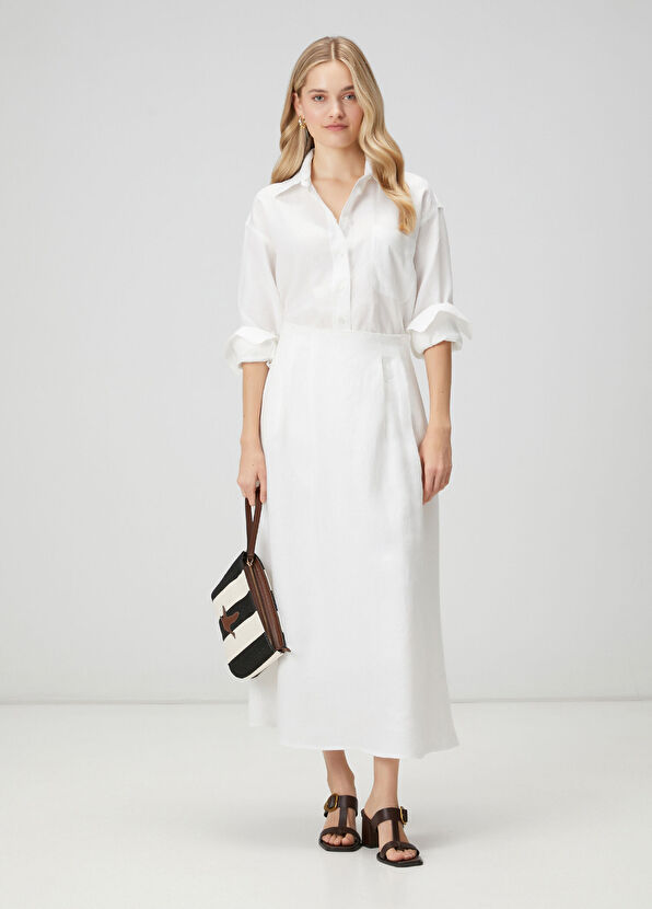 Beymen Club Oversize Off-White Linen Shirt - 3