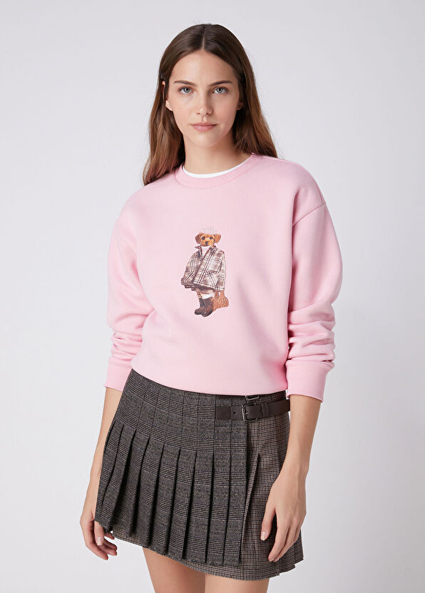 Beymen Club Pembe Taşlı Köpek Baskılı Sweatshirt - 1