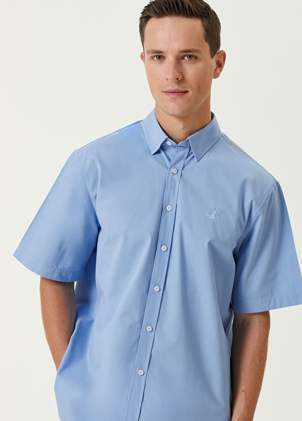 Beymen Club Koyu Mavi Kısa Kollu Poplin Gömlek - 2