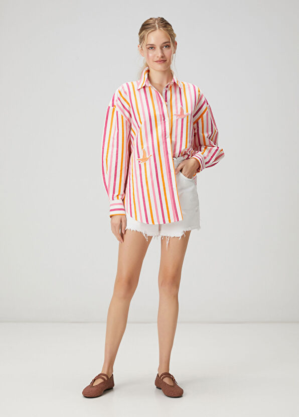 Beymen Club Oversize Multicolor Striped Shirt - 2