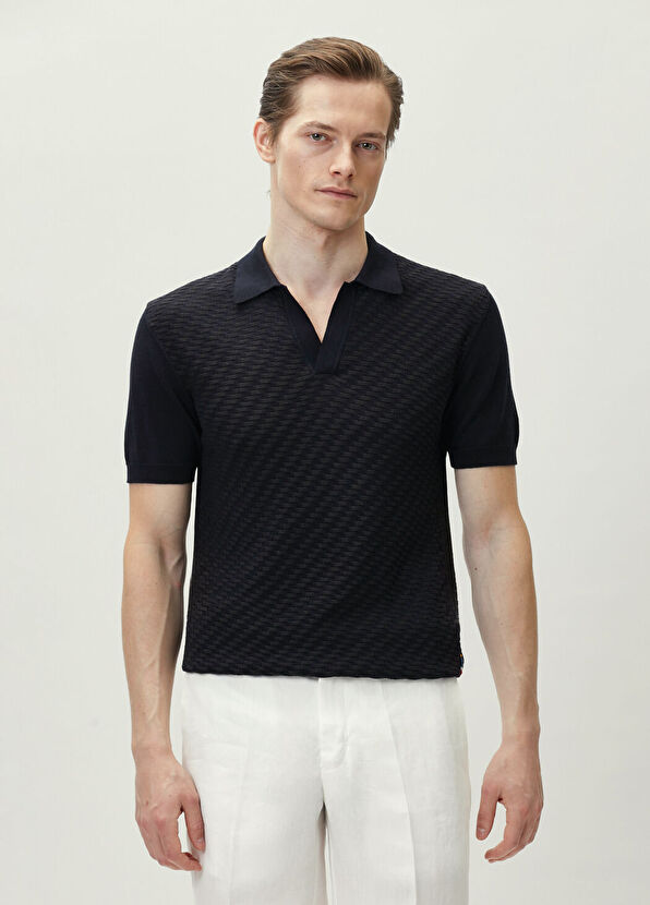 Orlebar Brown Horton Lacivert Tailored Fit İpek Polo Triko - 1