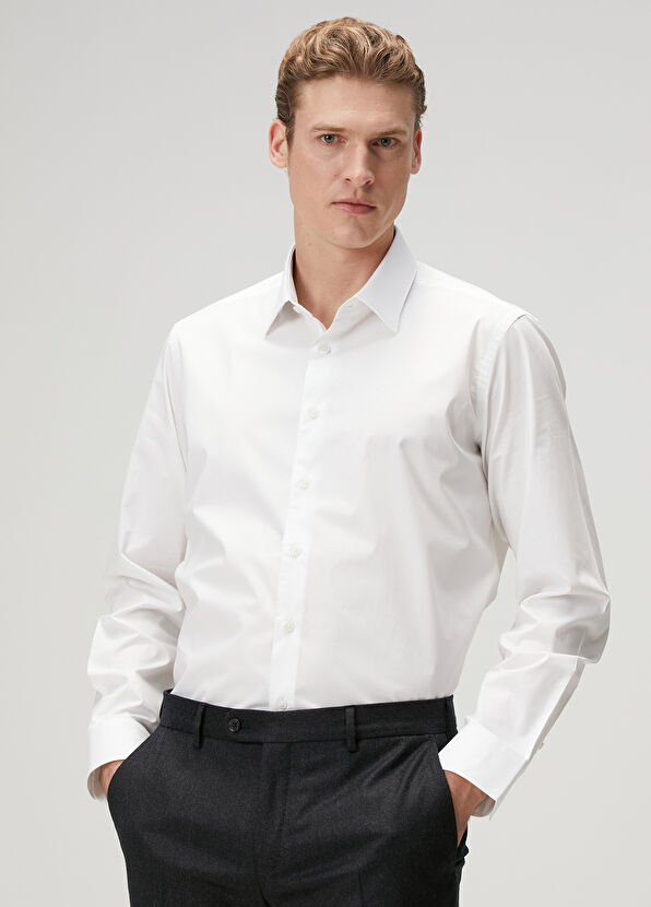 Custom Fit Beyaz Gömlek - Görsel 4
