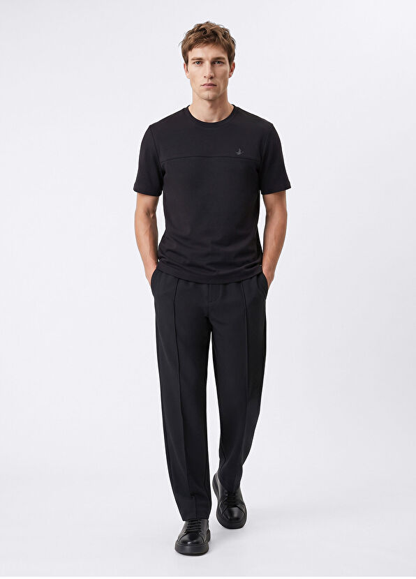 Beymen Club Relaxed Fit Navy Blue Ribbed Detail T-shirt - 2