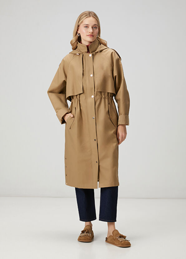 Beymen Club Bej Kapüşonlu Pardösü - 3