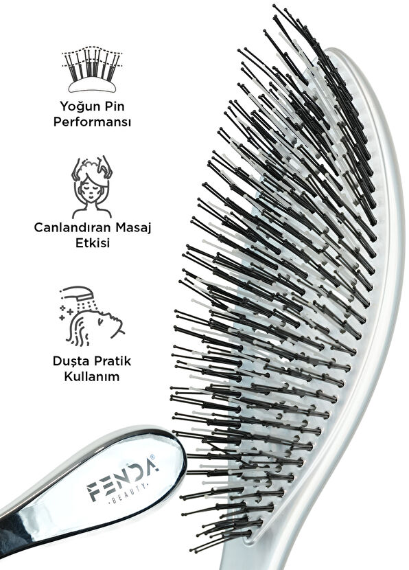 FENDA Profesyonel Platinum White 4 Pinli Dar Başlık Beyaz Saç Fırçası - 2