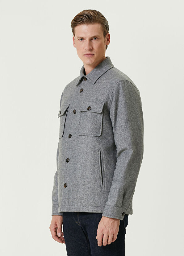 Pal Zileri Gri Yün Dış Gömlek - 3