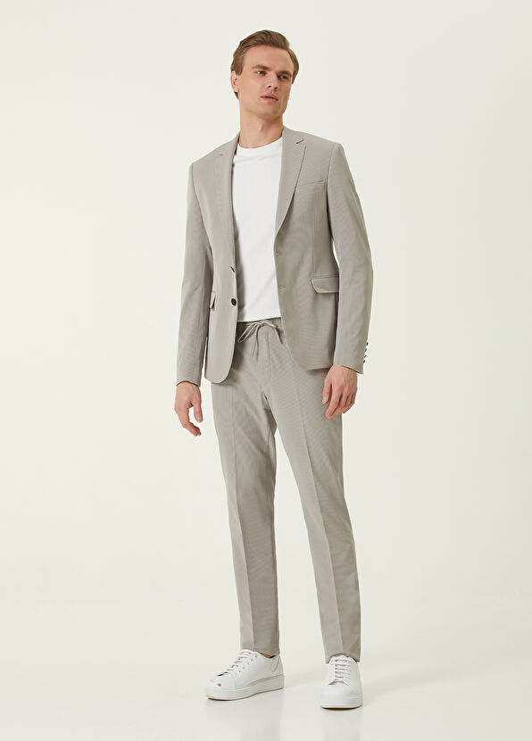 Beymen Club Slim Fit Drop 6 Bej Gofreli Takım Elbise - 1