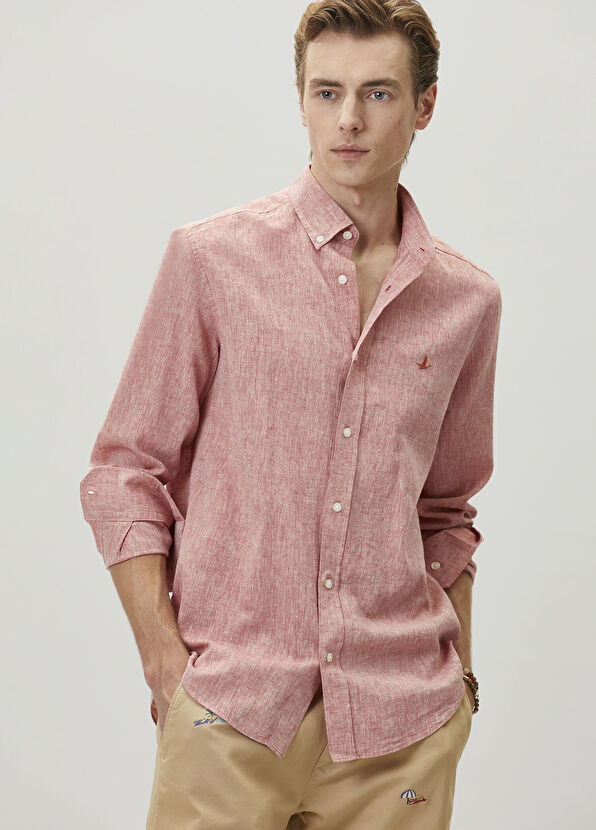 Beymen Club Comfort Fit Tile Linen Shirt - 2