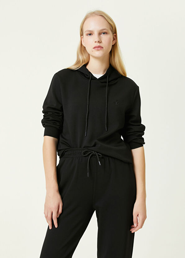 Beymen Club Siyah Kapüşonlu Logo Detaylı Sweatshirt - 1