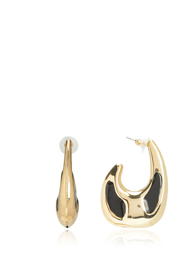 Beymen Club Gold Red Enamel Women's Oval Earrings - 2