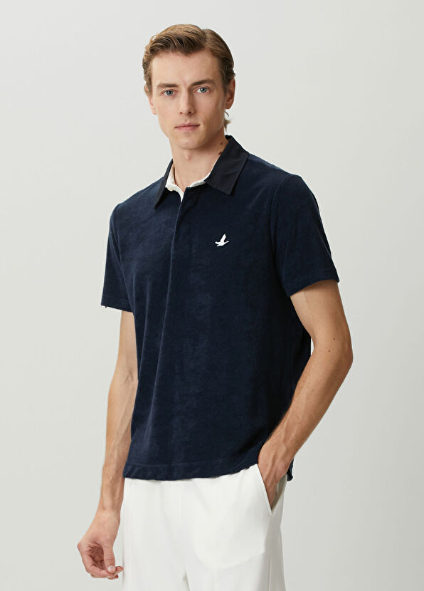 Beymen Club Navy Blue Polo Neck Terry Fabric T-Shirt - 3